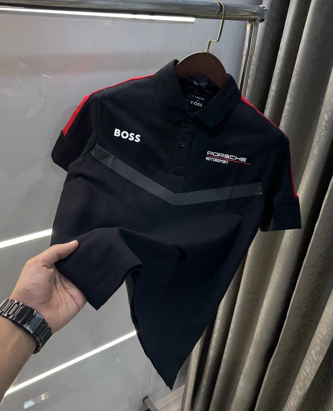 1st copy hugo boss porsche polo t shirt black