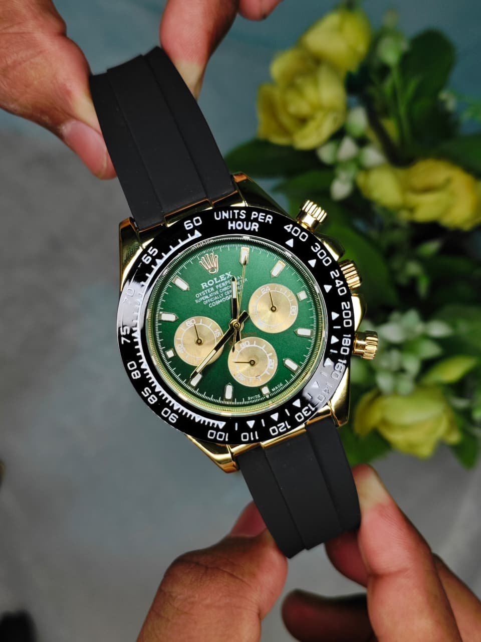 rolex first copy watch daytona green dial belt